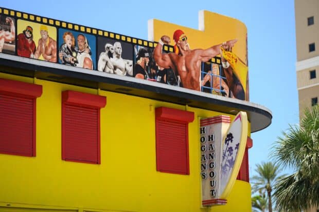 A view of Hoganís Hangout, a restaurant owned by Terry Bollea, best known as Hulk Hogan, who died in Clearwater, Florida, on July, 24, 2025. Hulk Hogan, the 1980s icon of professional wrestling who helped propel the low-budget spectacle into the global spotlight and parlayed his prowess in the ring into pop culture stardom, died Thursday. He was 71. Hogan, whose real name was Terry Bollea, was pronounced dead at a Florida hospital after emergency personnel responded to a cardiac arrest call at his home in Clearwater, police said. (Photo by Thomas SIMONETTI / AFP)