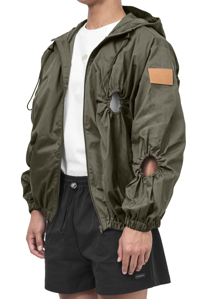 Patton Poplin Oversized Hooded Cut Out Jacket